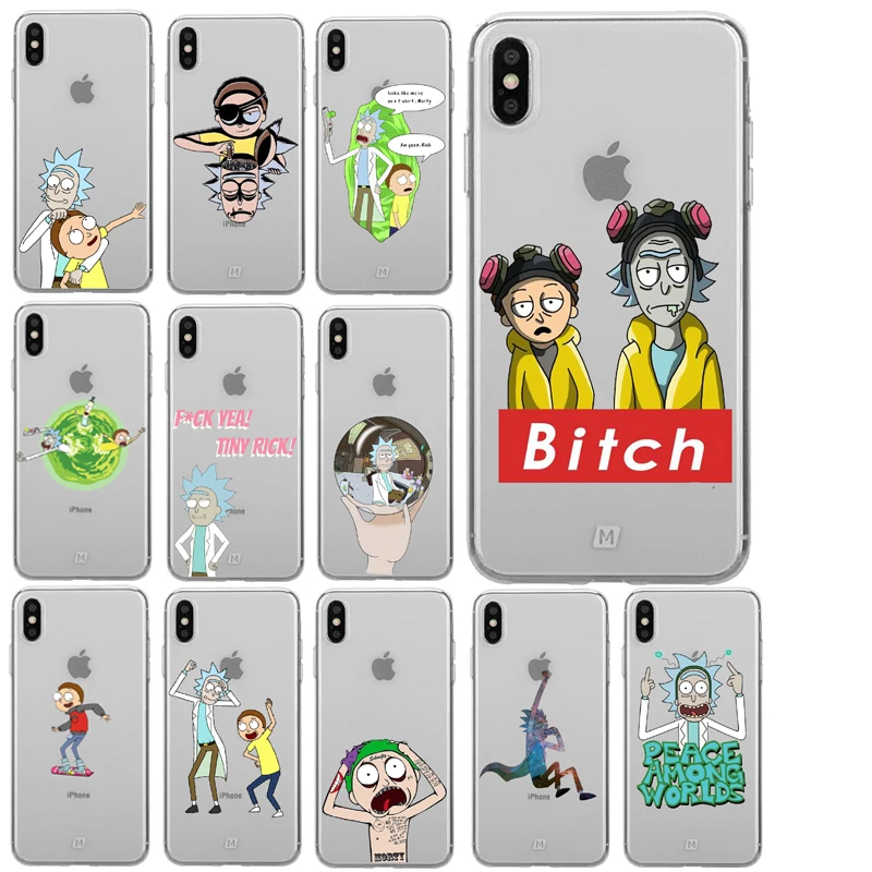 Мягкий силиконовый чехол для телефона из ТПУ Rick and Morty Apple iPhone 11Pro X 10 XR 7 8Plus 6S 6Plus XS Max