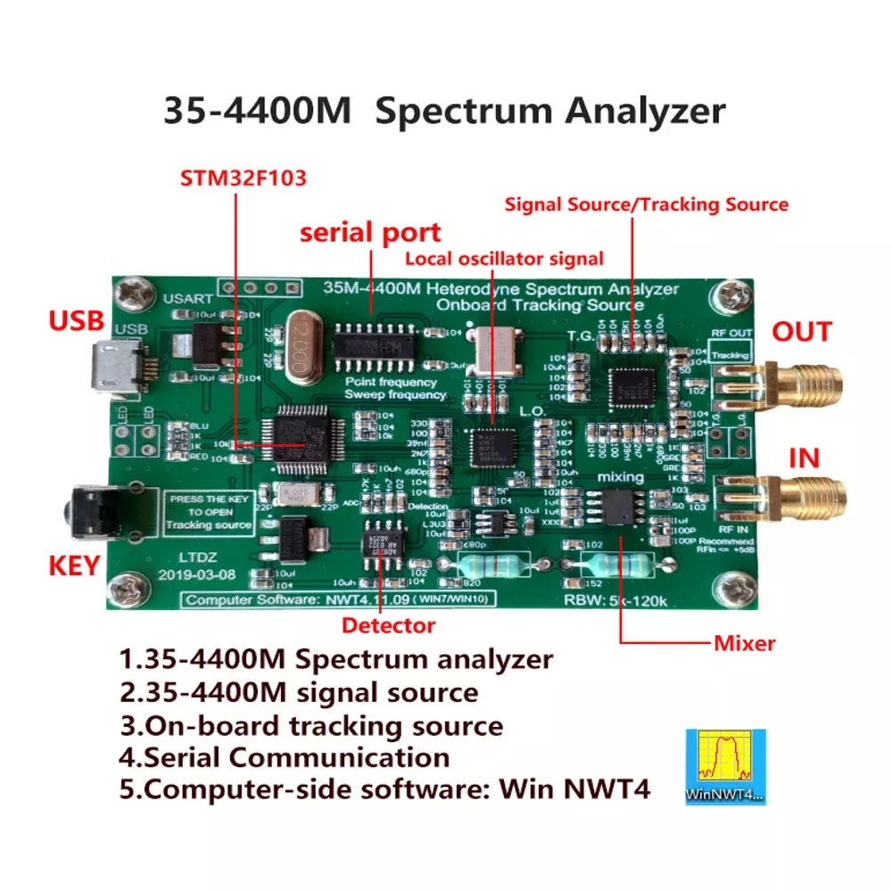 Анализатор спектра USB LTDZ 35-4400 м источник сигнала с модулем отслеживания источника