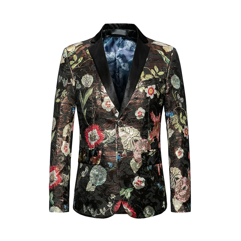 LONMMY 4XL 5XL 6XL Винтаж Цветок для мужчин Блейзер Slim fit две пуговицы свадебное платье костюм повседневное осень s цветочный блейзер весн