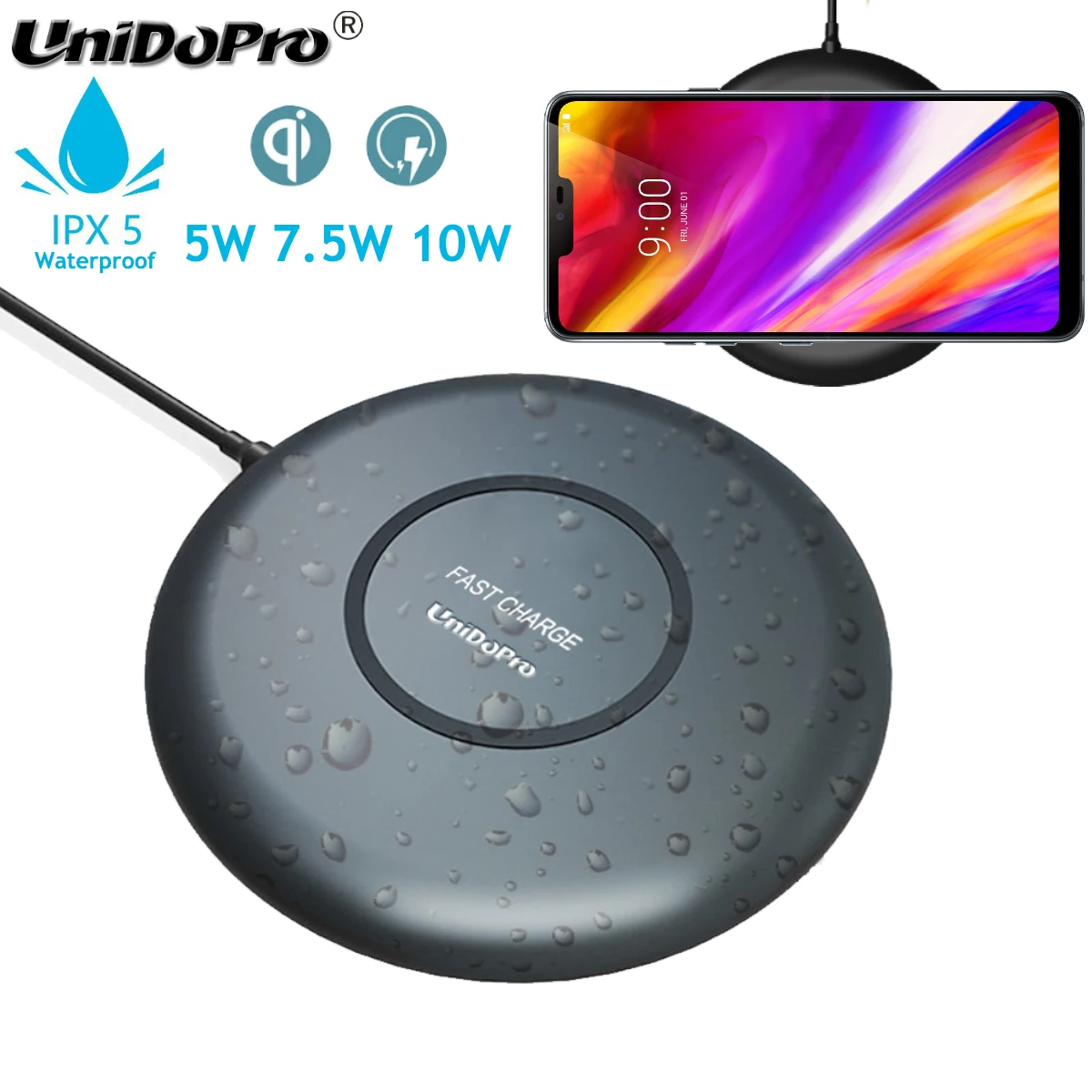 IPX5 Водонепроницаемый Беспроводной зарядный коврик для LG V50 V40 V35 V30s + V30 G6 G7 G8 ThinQ Qi