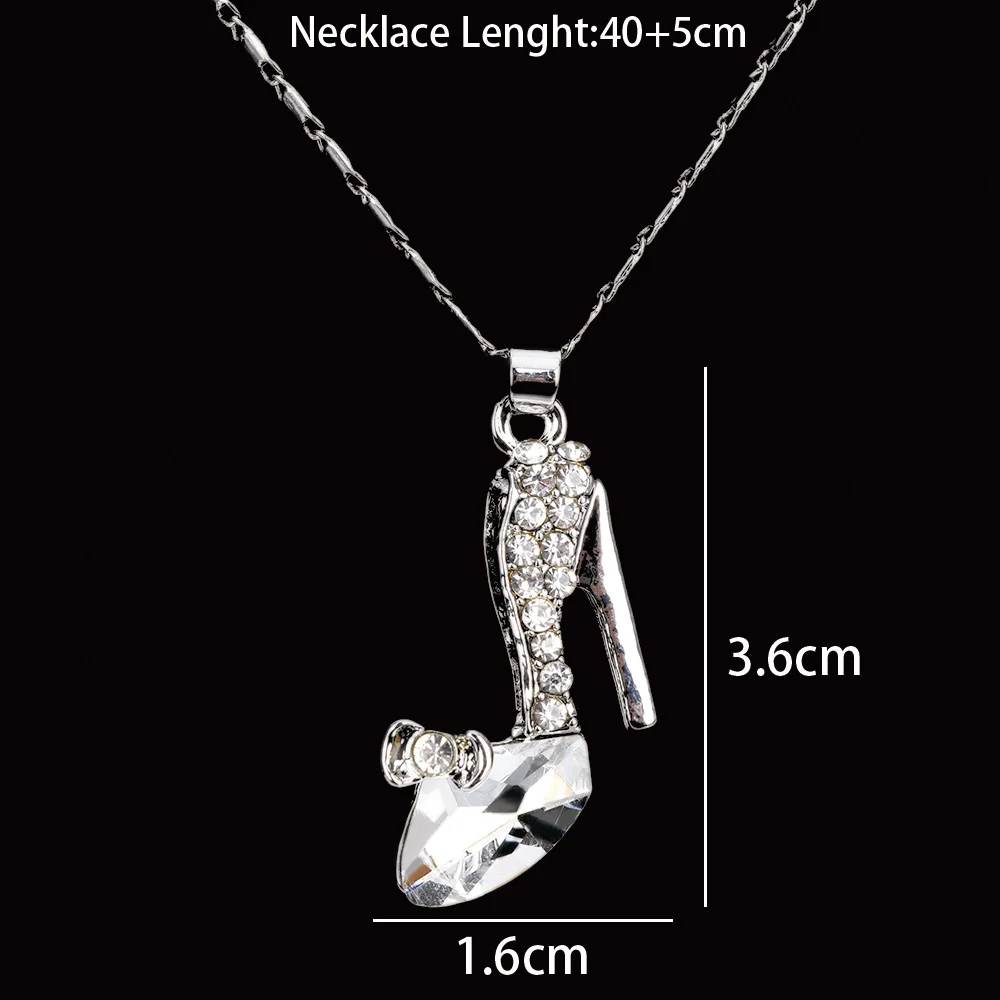 

Hot 1PC Cinderella High heel Pendant Women Long Necklace Multicolor Dream Rhinestone Crystal Shoes Romantic Jewelry Accessories