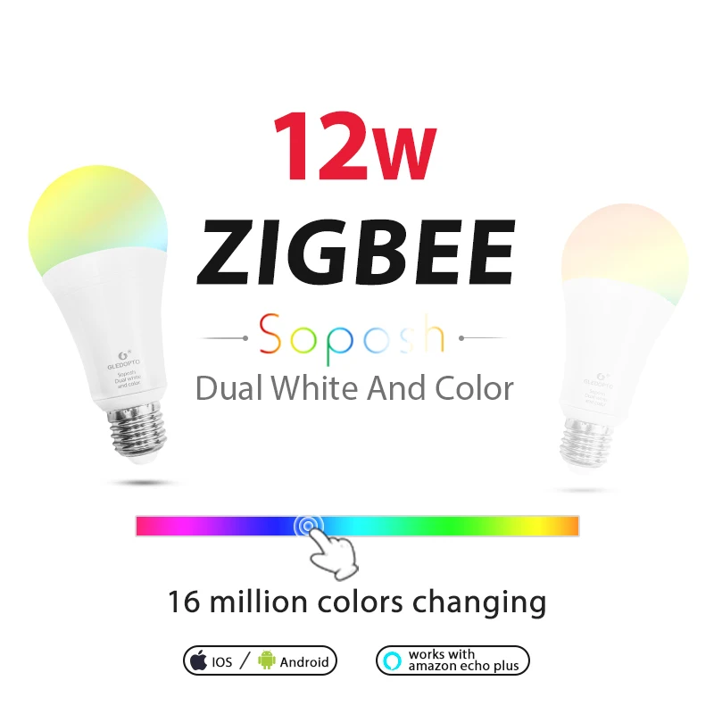 ZIGBEE 3,0 ZLL светодиодный 6 Вт 12 Вт RGB+ CCT лампа AC100-240V rgb и двойной белый e27 диммер Светодиодный светильник с регулируемой яркостью RGBW/RGBWW работа alexa