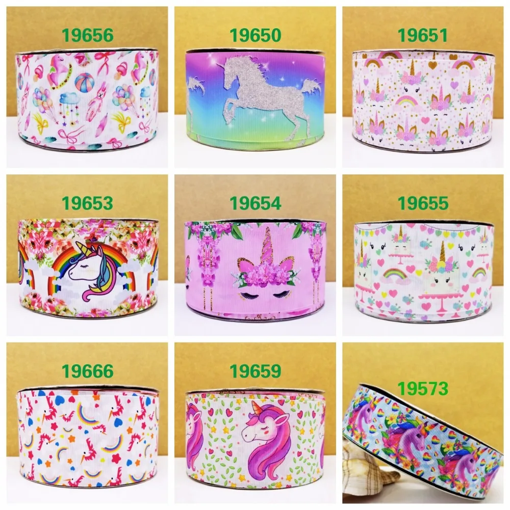 Бесплатная доставка 50 ярдов Единорог печатных grosgrain ленты 19666|Ленты для шитья| |
