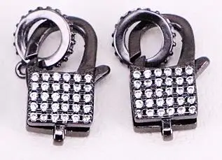 Gunblack color 10 шт. ZYZ324-9778 CZ микро проложить Квадратный замок Омаров коготь застежка, кубический цирконий Застежка/Соединительный разъем, ювелирные изделия фитинги - Цвет: Gunblack color