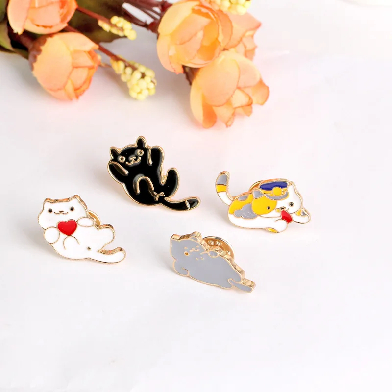 Сердце кошки контактный эмаль Cat булавкой для куртки и рюкзаки любитель кошек