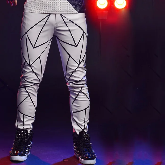 01 pants Модная Серебряная кожаная мужская куртка в Корейском стиле жилет/брюки певец из ночного клуба Dj сценический модный костюм DL2364 - Цвет: 01 pants