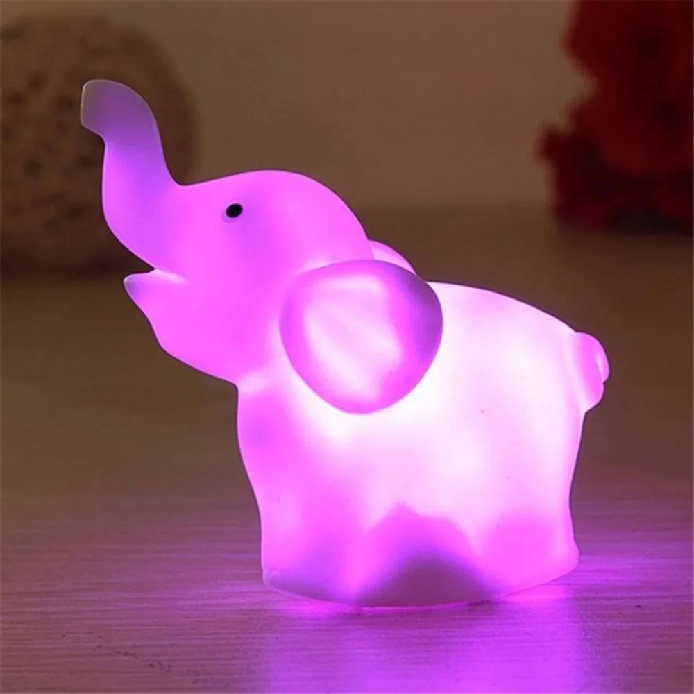 Lovely Cute Elephant Night Light Color Changing Animal LED Atmosphere Lamp Party Wedding Decoration for Kids Child Gift | Лампы и