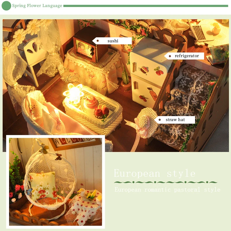Кукольный домик Cutebee миниатюрная мебель кукольный домик Сделай Сам миниатюрные домики комната коробка театральные игрушки для детей DIY кукольный домик TD12