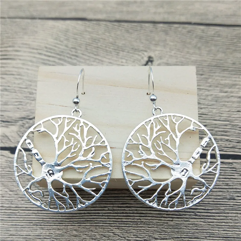 Женские Висячие сережки Дерево жизни круглые сережки-нейроны в виде мозговых