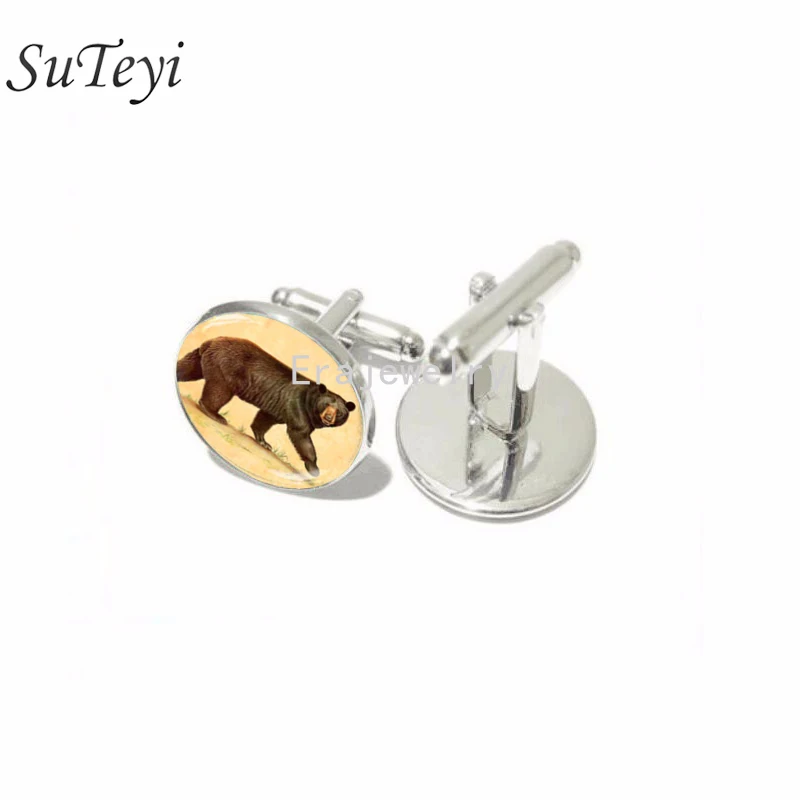SUTEYI Стильные запонки с милым медведем для мужских свадебных рубашек со стразами