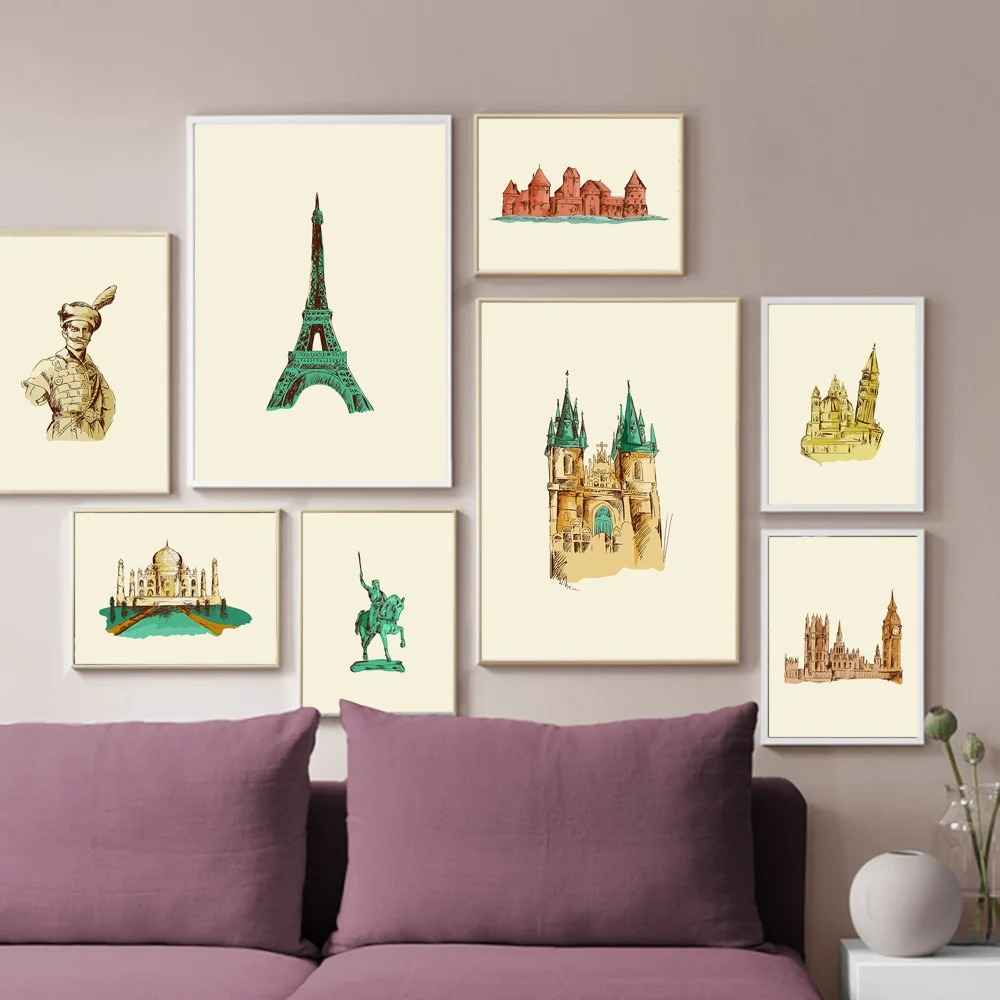 

World Famous Building Paris Tower Wall Art Canvas Painting Nordic Posters and Prints Wall Pictures for Living Room Home Decor