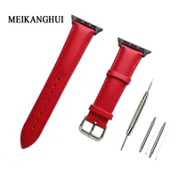 genuine leather buckle strap watch band charm red white apple watch 38mm strap for women iwatch 1 2 3 series accessories