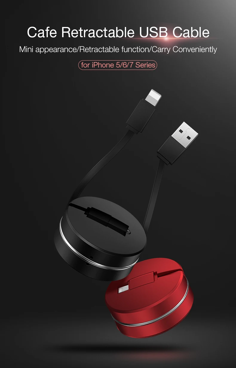 CAFELE 1 м выдвижной телефонный кабель для iPhone Xs Max Xr X 8 7 6 ipad Mini Usb кабель для зарядки и синхронизации данных для IOS 12 11 10 9