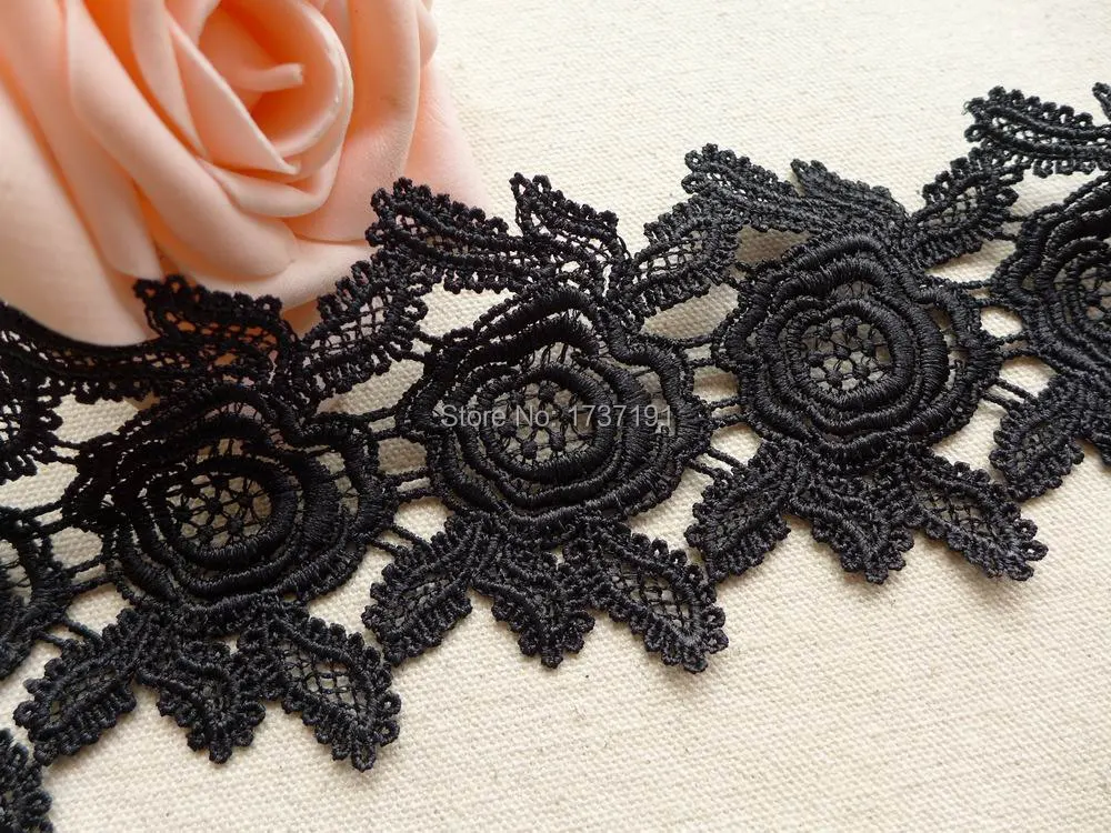 Черный цвет кружево с вышивкой для свадебного платья поясом один ярд | Дом и сад
