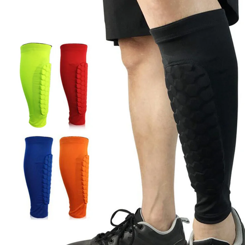 

1Pcs Football Pad Shin Guard Protector Soccer Honeycomb Anti-crash Leg Compression Sleeve Calf Cycling Running Leg Warmers