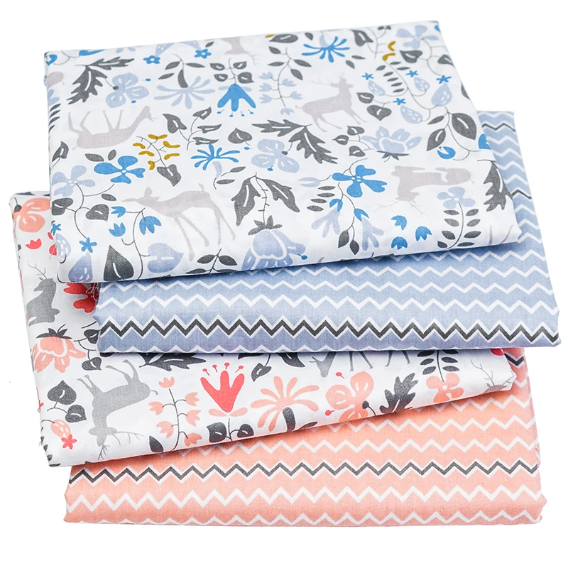 Саржевая хлопковая Лоскутная Ткань для Diy куклы платье с принтом в виде оленей