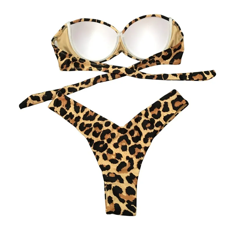 

Summer Sexy Bikini Swimwear Women Swimsuit Leopard Bikini Set Push Up Bathing Suit Brazilian Female Summer Beach Wear Biquini