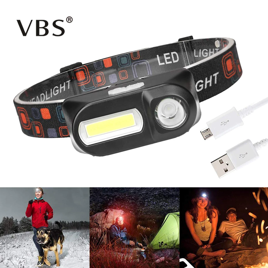 Мини COB светодиодный налобный светильник налобный фонарь USB Перезаряжаемый налобный фонарь вспышка светильник 18650 фонарь для кемпинга походов ночной рыбалки светильник