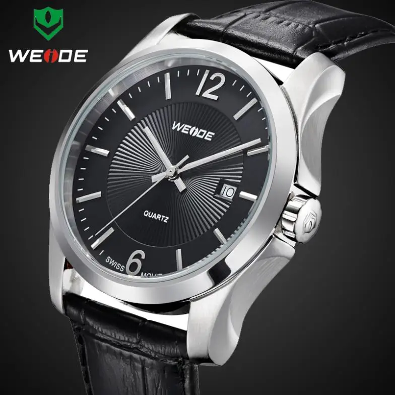 WEIDE 2014 new watch women luxury wrist brand analog quartz genuine leather band date hours clock relogio 30m waterproof | Наручные часы