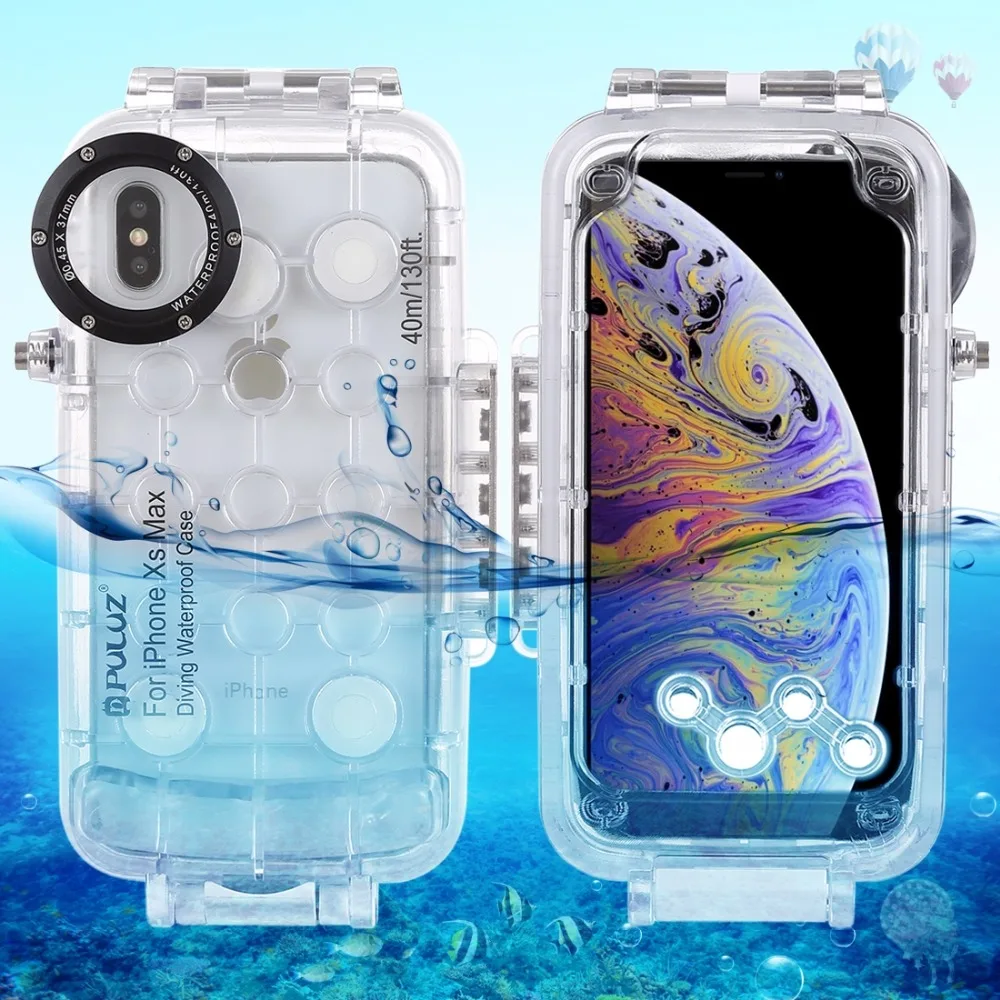 PULUZ для iPhone XS Max / XR чехол дайвинга 40 м/130 футов водонепроницаемый корпус фотосъемки