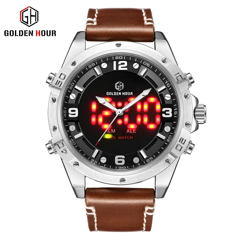 Спортивные кварцевые часы Goldenhour мужские светящиеся наручные повседневные