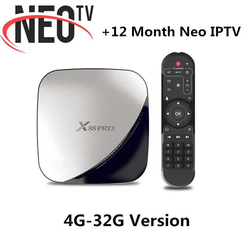 Синий X88 pro Android 9,0 ТВ приставка 4G 64G+ 1 год NEO pro французская IP tv подписка 4K HDR приставка USB 3,0 Поддержка 3D фильма ОТТ ТВ приставка - Цвет: Синий