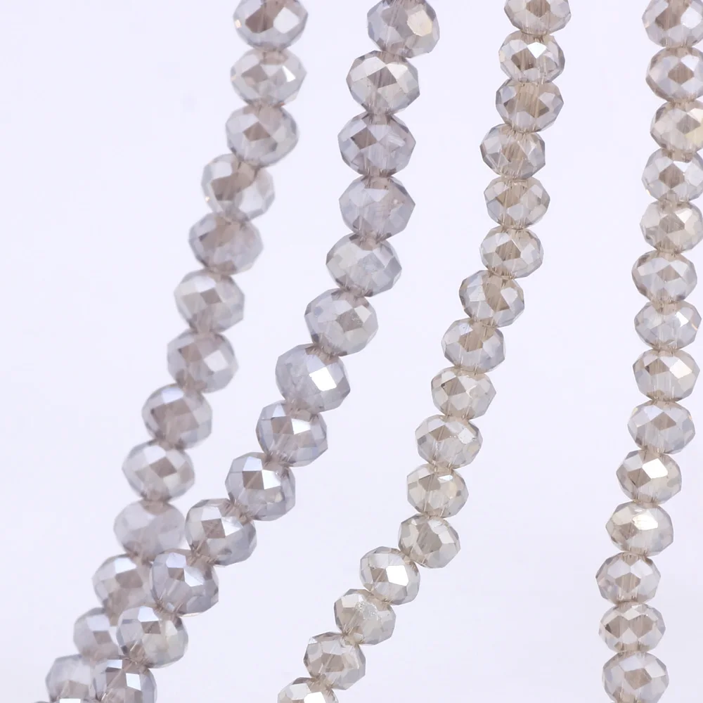 

OlingArt 3/4/6/8/10mm Round Glass Beads Rondelle Austria faceted crystal Silver color champagne Loose bead DIY Jewelry Making