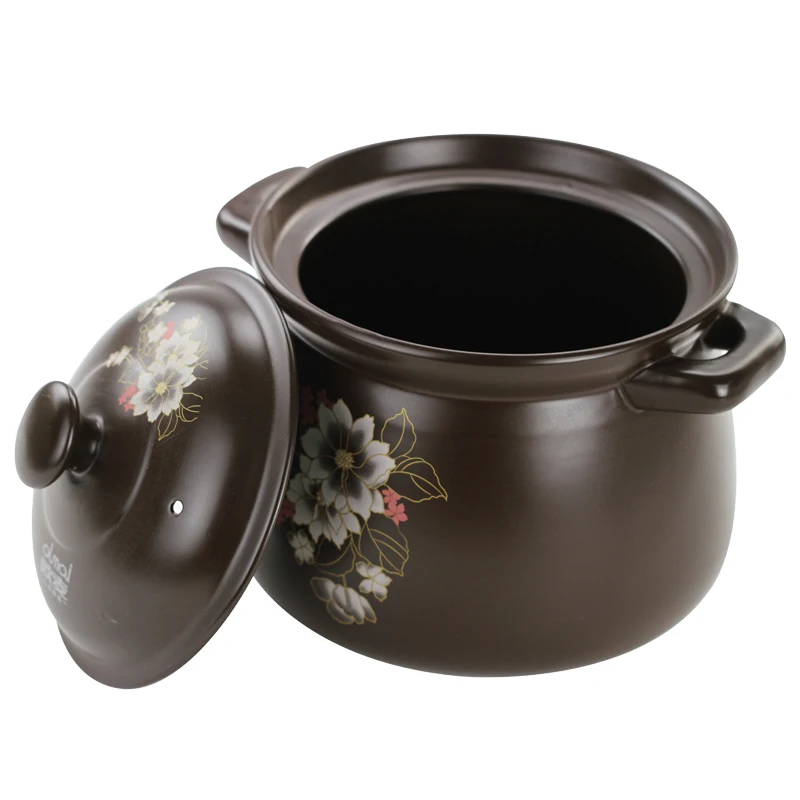 High temperature ceramic casserole stew Omer soup pot fire stone crock coffee color flower gift pan | Дом и сад
