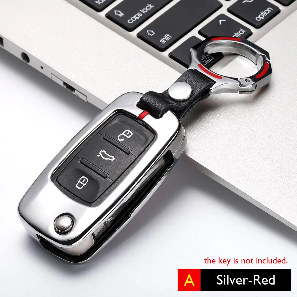 Key A Silver-Red Чехол для ключей автомобиля из цинкового сплава для VW Volkswagen Sagitar Lavida Lamando Jetta Golf Parati Phaeton Phideon T-Roc Skoda - Название цвета: Key A Silver-Red