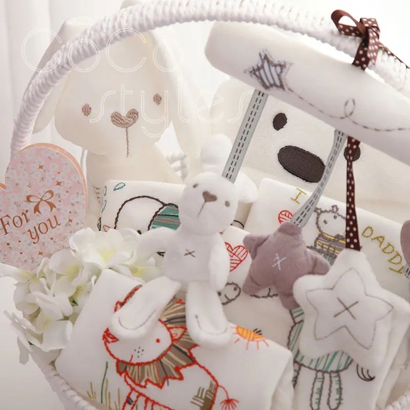 Cocostyles заказ Премиум-Изысканная baby shower подарочные корзины Детские сувениры Подарочные наборы для Новорожденные девочка мальчик подарок