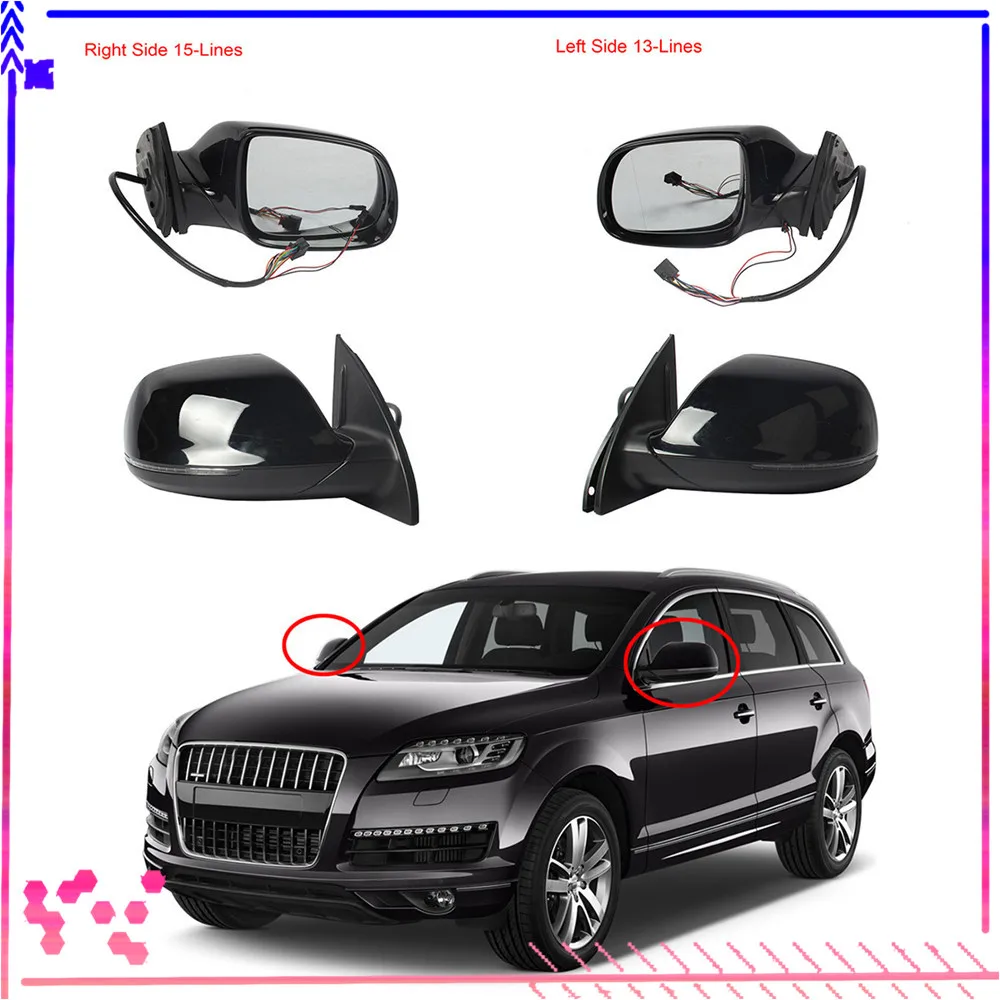 Складной светильник с подогревом черный левый и правый для AUDI Q7 2007 2015 4L1 857 409