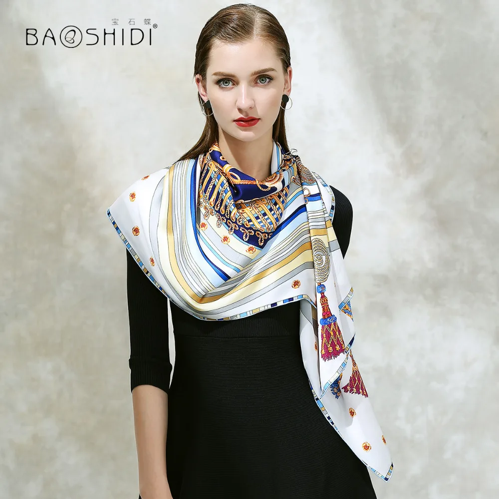 

Шарф BAOSHIDI Женский, квадратный, из плотного шелка и сатина, 16 момме, 2017*106, осень 106
