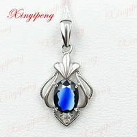 18k white gold with natural sapphire pendant female fashion and personality simple