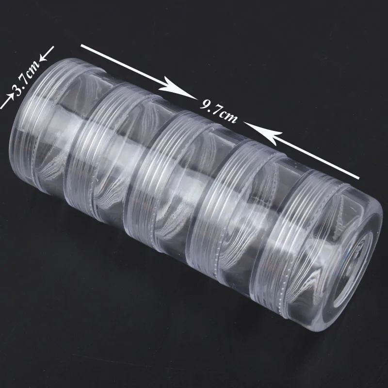 

Transparent plastic storage containers can stack 5 small cans for loading rhinestones, nail art Rhinestone