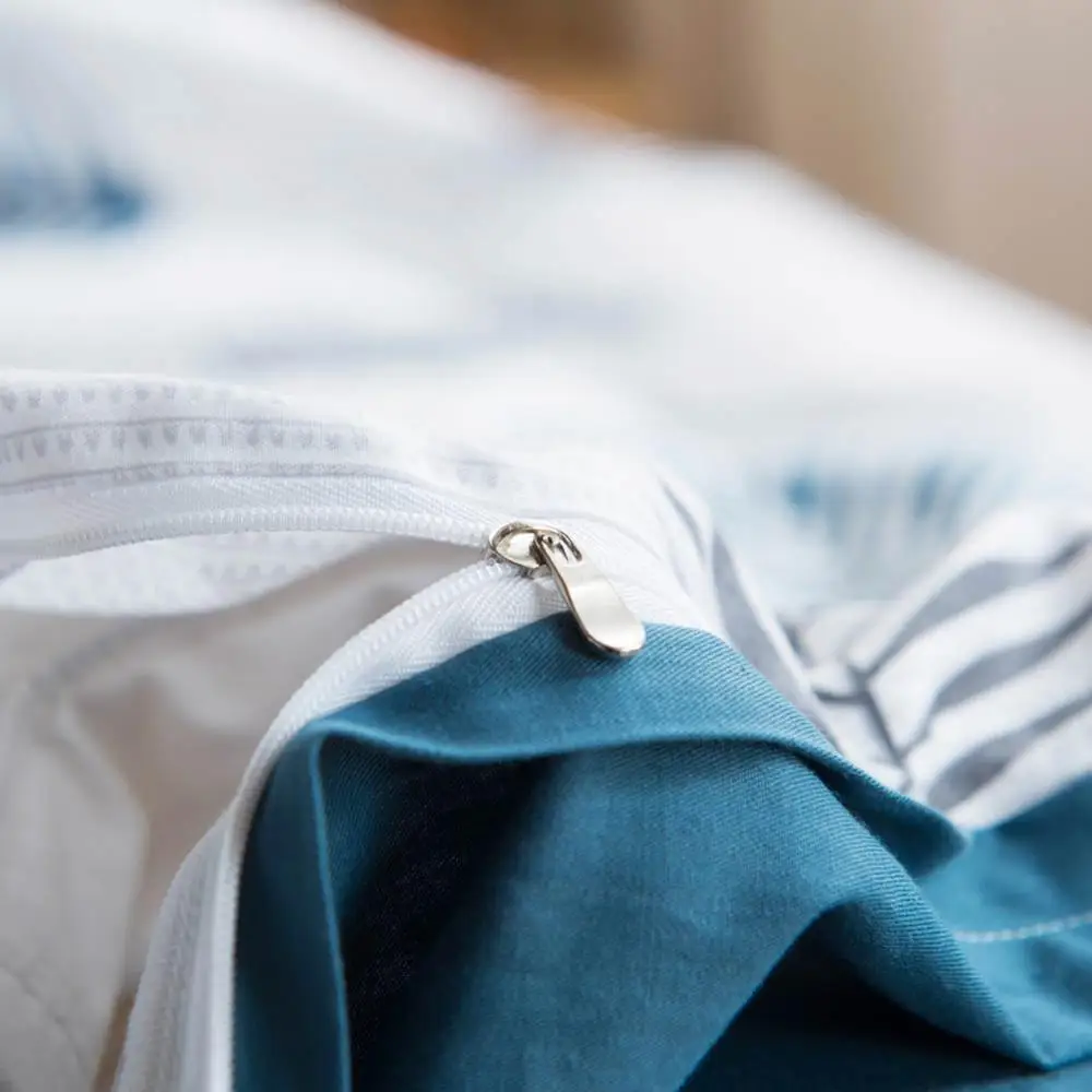 2019 пасторальные голубые листья постельное белье пододеяльник набор хлопковый