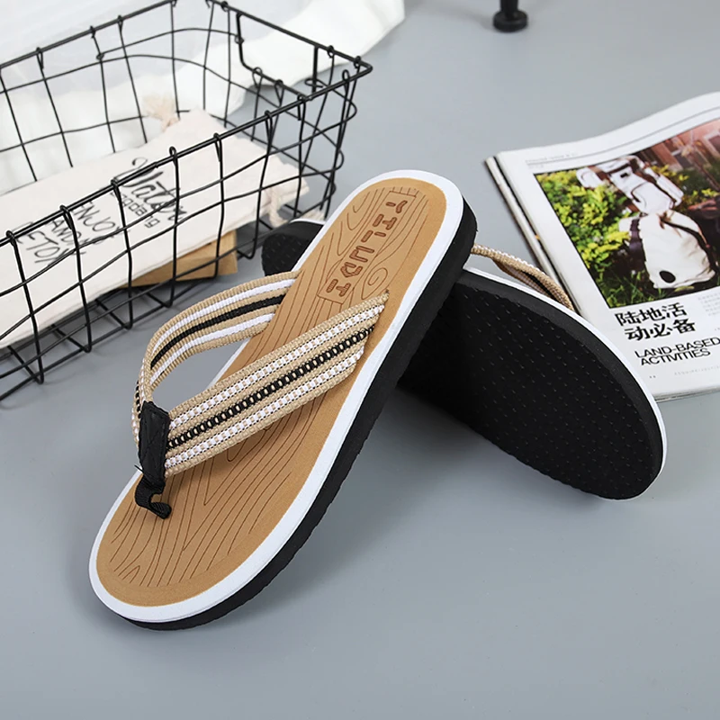 Zapatillas hombre; мужские сандалии; Новинка года; дышащие Вьетнамки; мужские уличные Тапочки для ванной; высокое качество; мужская обувь на плоской подошве в полоску