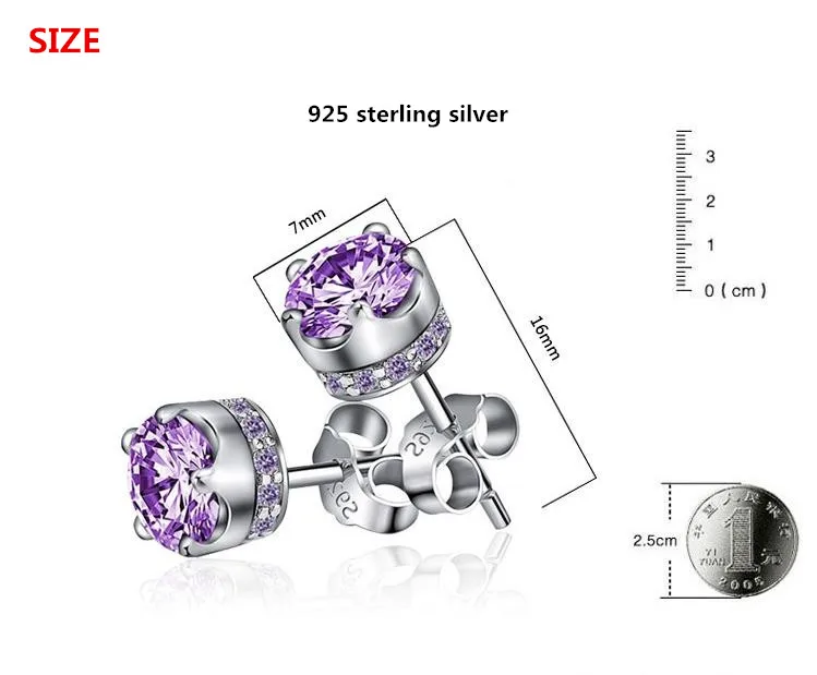 Женские серьги гвоздики из серебра 100% пробы с кристаллами|Серьги-гвоздики| |