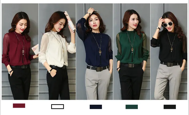Новинка Blusas Mujer Moda, зима-осень, блузки, рубашки, одежда для работы, офисные топы, женские рубашки с длинным рукавом, шифоновая блузка, Женский Топ