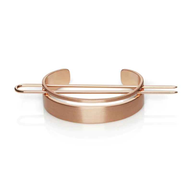 0183 rose gold Дизайн, полированный сплав, круглый верх, манжета для волос, клетка для булочек, минималистичный держатель для булочек, клетка, палочка для волос, свадебные аксессуары для волос - Окраска металла: 0183 rose gold