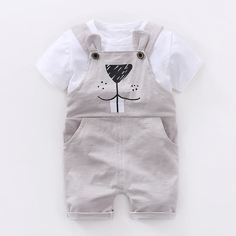 New Born Baby Clothes Sets Cartoon Rabbit Short Sleeve Summer Cute Boy Girl Infant Outfits Toddler Playsuits Kid Wear | Детская одежда