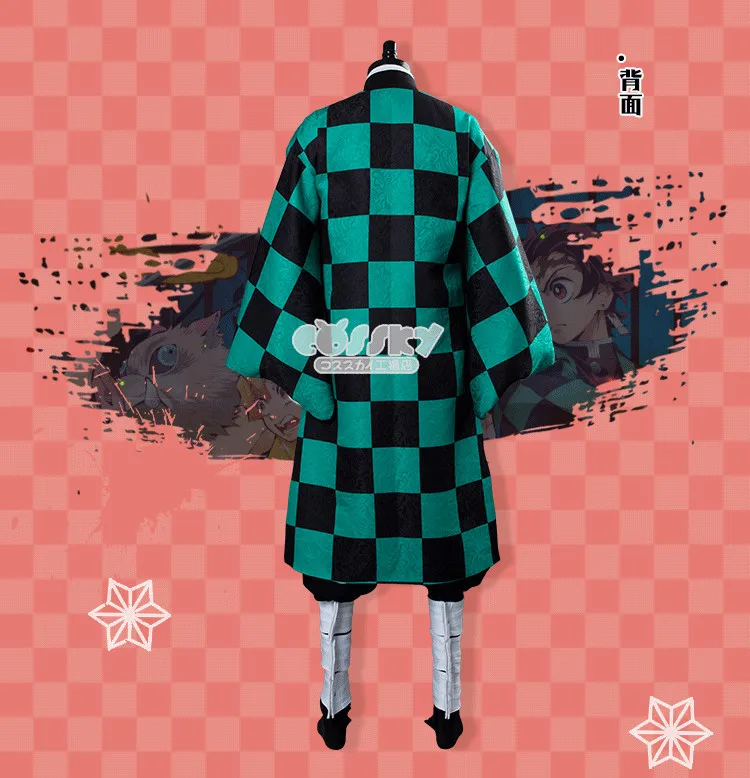 Kimetsu no Yaiba Tanjiro Kamado костюм для косплея на Хэллоуин Unioform рубашка+ брюки+ пальто+ пояс+ серьги+ лента M, L, XL