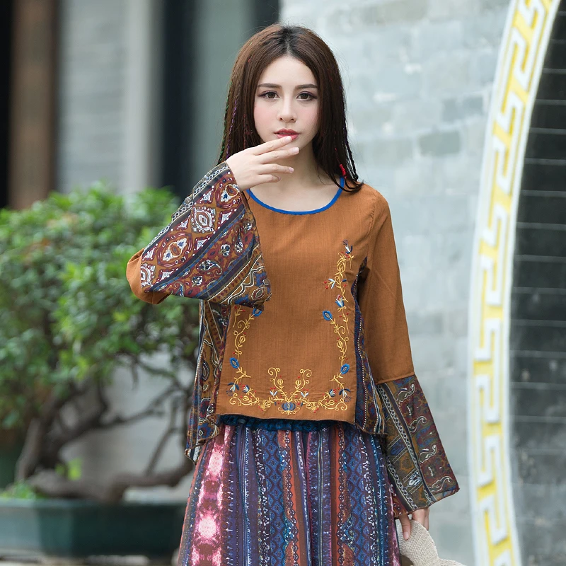 Blusas mujer de moda 2020 Женский пуловер в Мехико этнический дизайн Бохо длинный