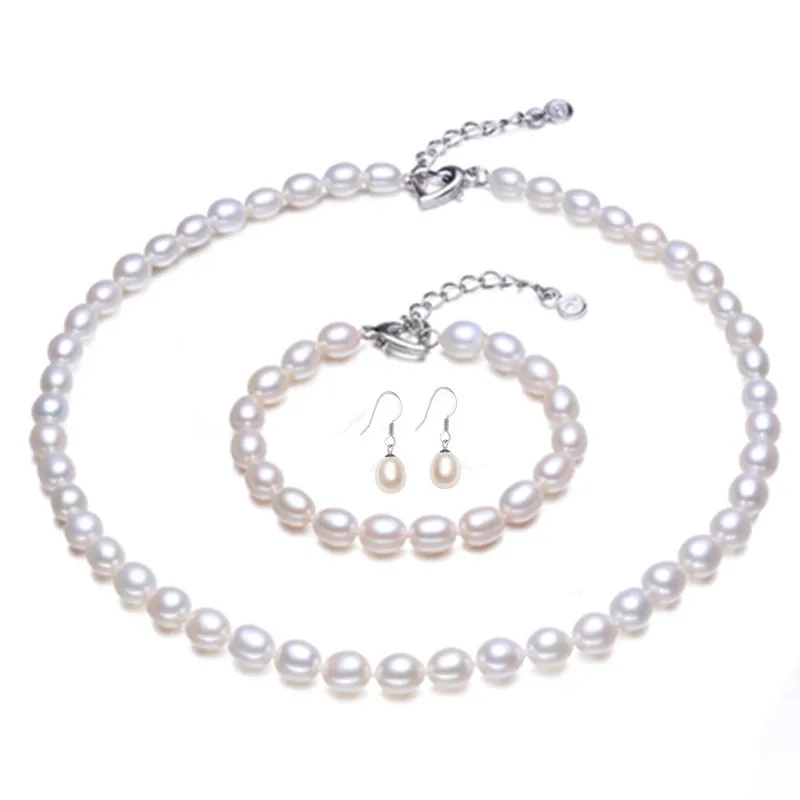 Женские жемчужные наборы [NYMPH] ожерелье из пресноводного жемчуга браслет серьги с