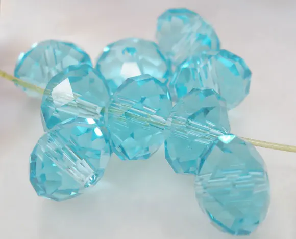Стеклянные бусины DoreenBeads Плоские Круглые озерно голубые граненые прозрачные