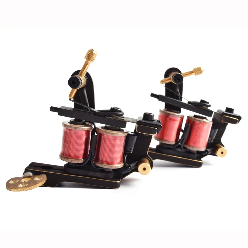 

2pcs Handmade Tattoo Machine Kit 1pc Liner Tattoo Gun+1pc Shader Tattoo Machine 10 Coil Wrap Tattoo Machine Iron Frame Machines