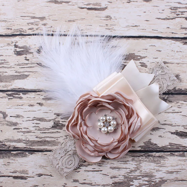 Многослойная повязка для волос с бантом и цветами жемчугом стразами инкрустация