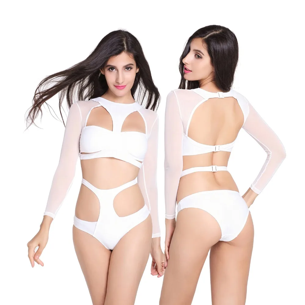 Queenral one piece swimwear bra long sleeve lace bathing suit Bra monokini Beach Wear suits women swimsuit | Женская одежда