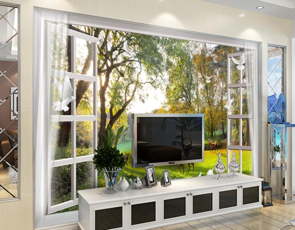 Home Decor 3D Wall Mural Wallpaper For Bedroom window nature landscape Murals Living room Desktop | Обустройство дома