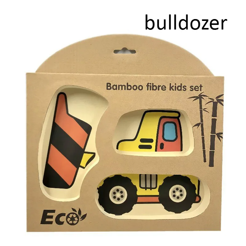 

Baby Bamboo Fiber plate Children Tableware Cartoon Car Split Plate set kids cute learning bowl set dining plates sets