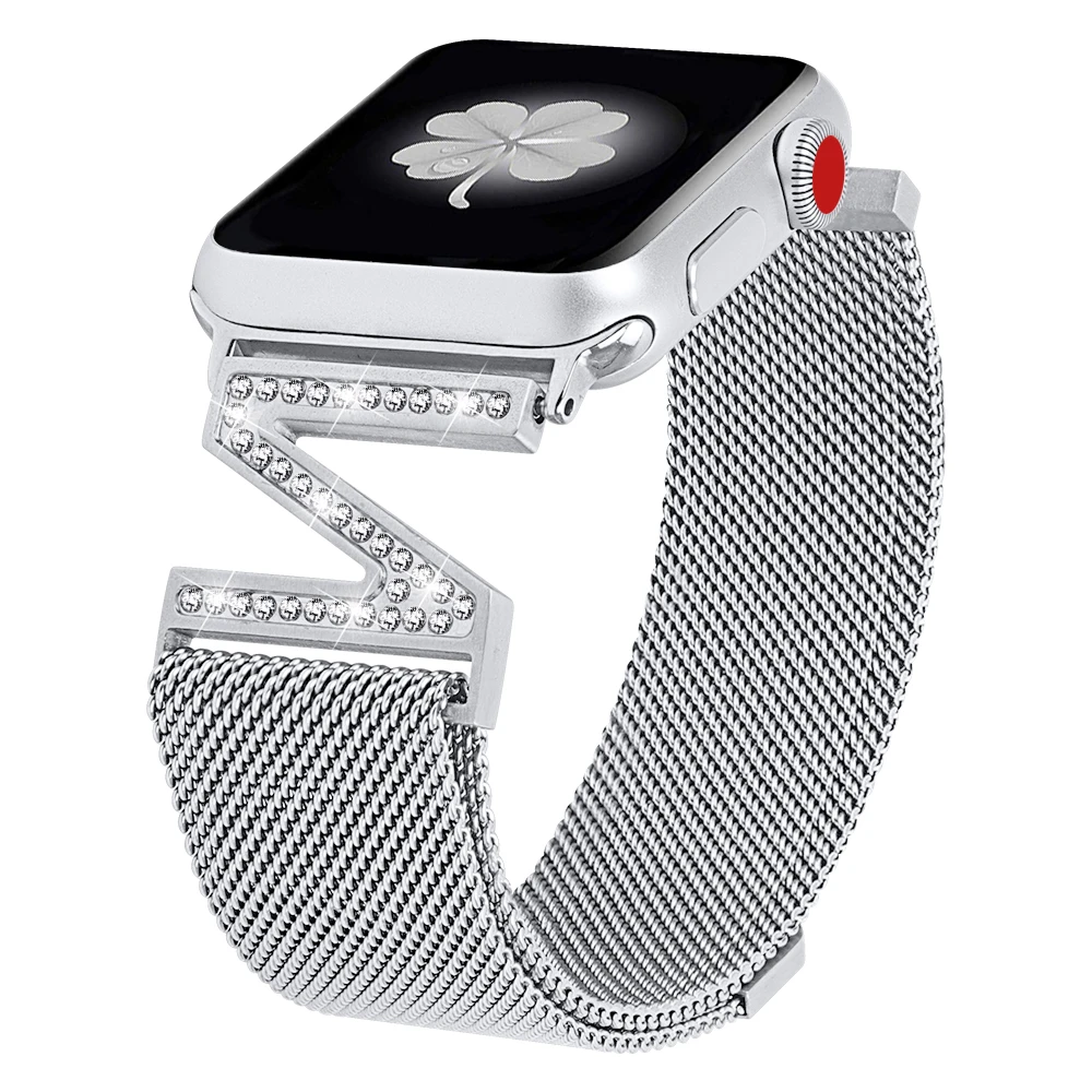 Алмазный Миланский Браслет-петля для Apple Watch, 42 мм, 38 мм, 44 мм, 40 мм, ремешок из нержавеющей стали для iWatch Series 5, 4, 3, 2, 1